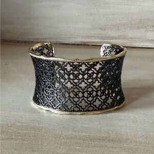 Kendra Scott Candice Cuff Filigree Bracelet Two Tone Gunmetal and Gold